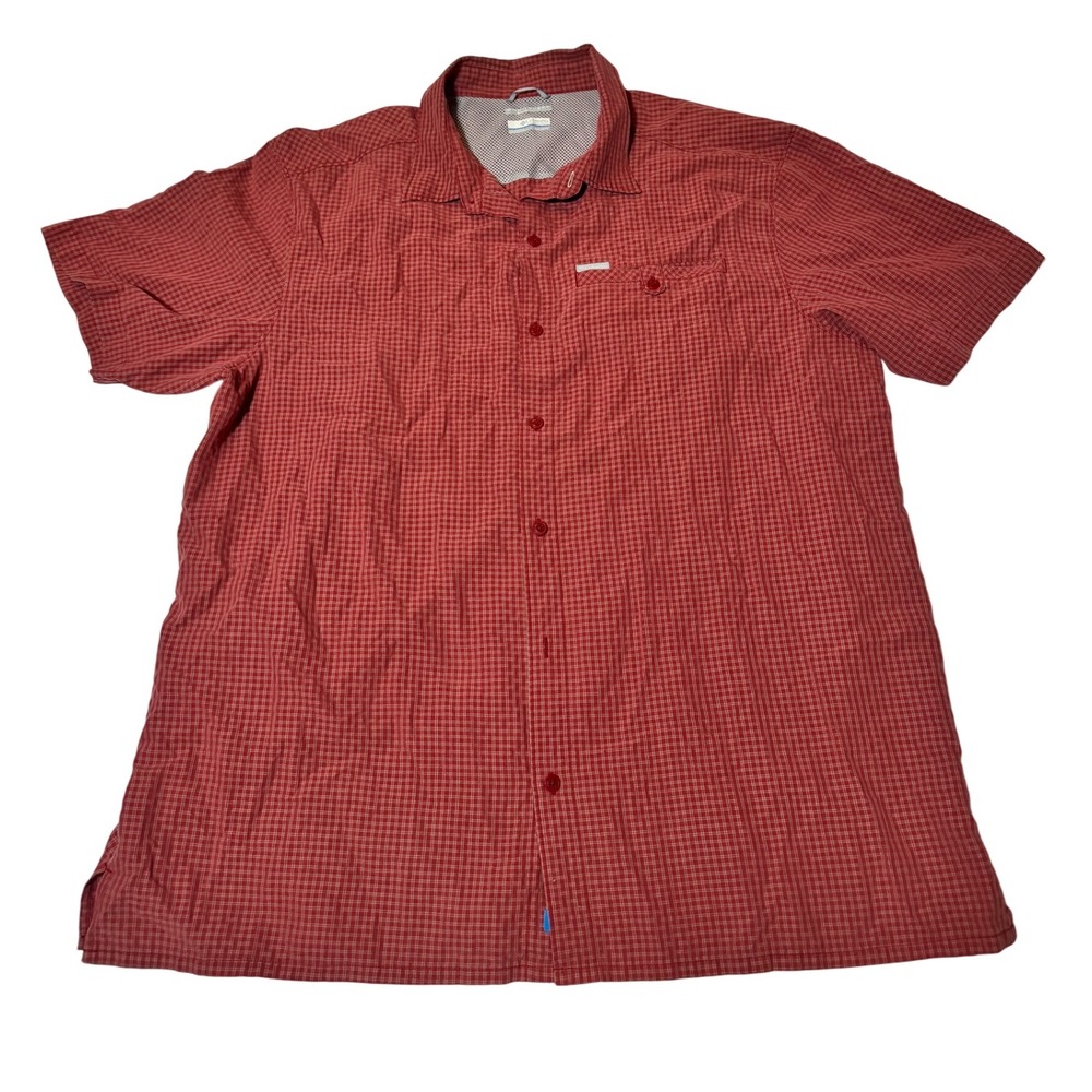 Columbia Mens XXL 2TG Red Plaid Button Up Short Sleeve Omni Shade Shirt